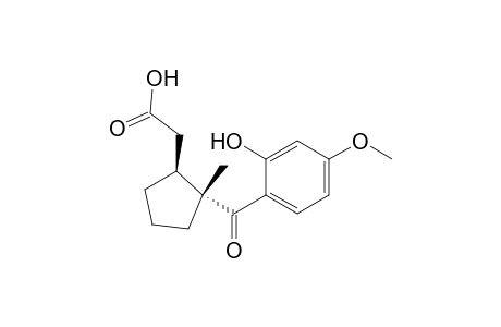 Cyclopentaneacetic acid, 2-(2-hydroxy-4-methoxybenzoyl)-2-methyl-, cis-(.+-.)-