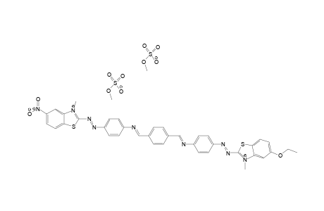 5-Ethoxy-3-methyl-2-{(1E)-2-{4-{{(1E)-{4-{(1E)-{{4-[(1E)-2-(3-methyl-5-nitrobenzothiazol-3-ium-2-yl)diazenyl]phenyl}imino}methyl}phenyl}methylene}amino}phenyl}diazenyl}benzothiazol-3-ium Bis-(methyl Sulfate)