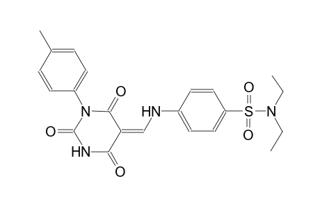 N,N-diethyl-4-{[(Z)-(1-(4-methylphenyl)-2,4,6-trioxotetrahydro-5(2H)-pyrimidinylidene)methyl]amino}benzenesulfonamide