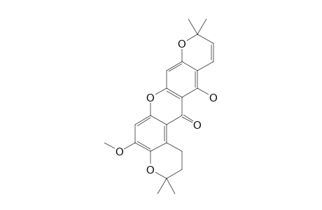 Garcimangosone-B;1-hydroxy-6-methoxy-6',6'-dimethylpyrano-(2',3':3,2)-6'',6''-dimethylpyrano-(2'',3'':7,6)-xanthone