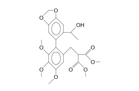 2-(2-[1-Hydroxy-ethyl]-4,5-methylenedioxy-phenyl)-2,3,4,5-tetramethoxy-1-dicarbomethoxymethyl-benzene-diastereomer 1