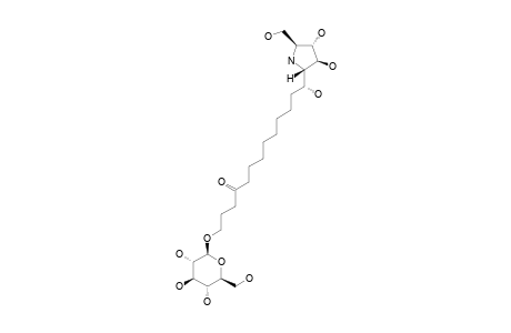 BROUSSONETINE-K;#1;13-O-BETA-D-GLUCOPYRANOSYLBROUSSONETINE-E;(2R,3R,4R,5R)-2-HYDROXYMETHYL-3,4-DIHYDROXY-5-[1R-1-HYDROXY-10-OXO-13-(BETA-D-GLUCOPYRANOSYLOXY)-T