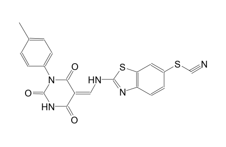 2-{[(Z)-(1-(4-methylphenyl)-2,4,6-trioxotetrahydro-5(2H)-pyrimidinylidene)methyl]amino}-1,3-benzothiazol-6-yl thiocyanate