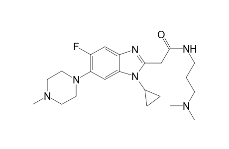 2-[1-cyclopropyl-5-fluoranyl-6-(4-methylpiperazin-1-yl)benzimidazol-2-yl]-N-[3-(dimethylamino)propyl]ethanamide