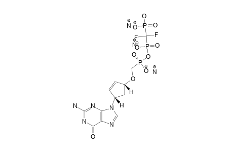 (1'S,4'R)-9-[4'-(HYDROXY)-[[(DIFLUORO)-(PHOSPHONO)-METHYL]-HYDROXYPHOSPHORYLOXY]-PHOSPHORYLMETHOXY)-CYCLOPENT-2'-ENYL]-GUANINE-(TRIS-AMMONIUM-SALT)