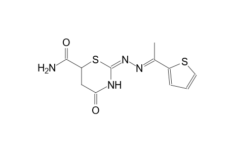(2E)-4-oxo-2-{(2E)-2-[1-(2-thienyl)ethylidene]hydrazono}-1,3-thiazinane-6-carboxamide