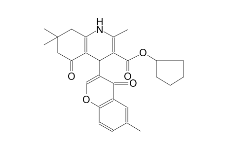 3-quinolinecarboxylic acid, 1,4,5,6,7,8-hexahydro-2,7,7-trimethyl-4-(6-methyl-4-oxo-4H-1-benzopyran-3-yl)-5-oxo-, cyclopentyl ester