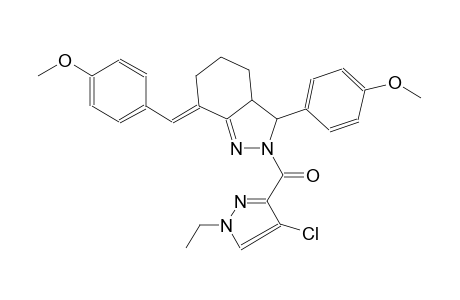 (7E)-2-[(4-chloro-1-ethyl-1H-pyrazol-3-yl)carbonyl]-7-(4-methoxybenzylidene)-3-(4-methoxyphenyl)-3,3a,4,5,6,7-hexahydro-2H-indazole