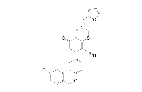 2H,6H-pyrido[2,1-b][1,3,5]thiadiazine-9-carbonitrile, 8-[4-[(4-chlorophenyl)methoxy]phenyl]-3-(2-furanylmethyl)-3,4,7,8-tetrahydro-6-oxo-