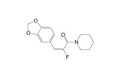 (E)-3-(1,3-benzodioxol-5-yl)-2-fluoranyl-1-piperidin-1-yl-prop-2-en-1-one