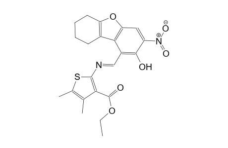 3-thiophenecarboxylic acid, 4,5-dimethyl-2-[[(E)-(6,7,8,9-tetrahydro-2-hydroxy-3-nitrodibenzo[b,d]furan-1-yl)methylidene]amino]-, ethyl ester