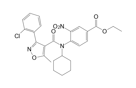 4-[3-(o-chlorophenyl)-N-cyclohexyl-5-methyl-4-isoxazolecarboxamido]-3-nitrobenzoic acid, ethyl ester