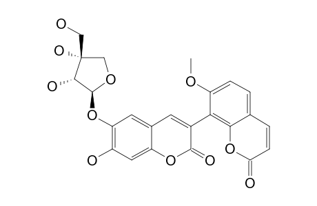 6-O-BETA-D-APIOFURANOSYL-DAPHNOGIRIN;6-O-BETA-D-APIOFURANOSYL-7-HYDROXY-3-(7-METHOXY-2-OXO-2H-1-BENZOPYRAN-8-YL)-2H-1-BENZOPYRAN-2-ONE