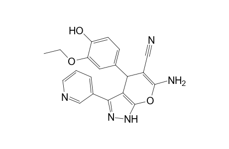 6-Amino-4-(3-ethoxy-4-hydroxy-phenyl)-3-(3-pyridyl)-2,4-dihydropyrano[2,3-c]pyrazole-5-carbonitrile