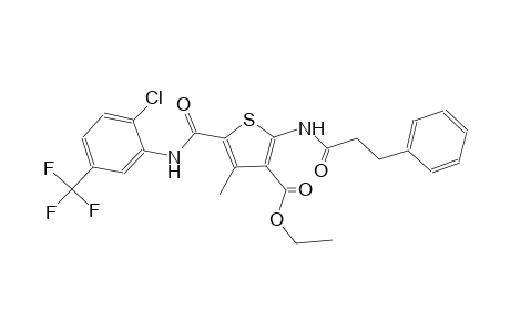ethyl 5-{[2-chloro-5-(trifluoromethyl)anilino]carbonyl}-4-methyl-2-[(3-phenylpropanoyl)amino]-3-thiophenecarboxylate