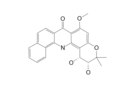 (+/-)-CIS-1,2-DIHYDROXY-6-METHOXY-3,3-DIMETHYL-2,3-DIHYDRO-1H-BENZO-[C]-PYRANO-[3,2-H]-ACRIDIN-7-ONE