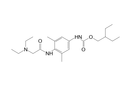 4-[2-(diethylamino)acetamido]-3,5-dimethylcarbanilic acid, 2-ethylbutyl ester
