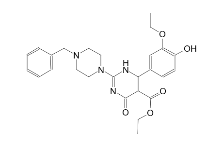 5-pyrimidinecarboxylic acid, 6-(3-ethoxy-4-hydroxyphenyl)-1,4,5,6-tetrahydro-4-oxo-2-[4-(phenylmethyl)-1-piperazinyl]-, ethyl ester