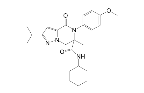 N-cyclohexyl-5-(4-methoxyphenyl)-6-methyl-4-oxo-2-(propan-2-yl)-4H,5H,6H,7H-pyrazolo[1,5-a]pyrazine-6-carboxamide
