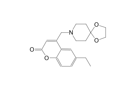2H-1-benzopyran-2-one, 4-(1,4-dioxa-8-azaspiro[4.5]dec-8-ylmethyl)-6-ethyl-