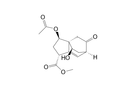 Methyl (1R*,3R*,3aR*,6R*,8R*)-3-acetoxy-8-hydroxy-5-oxo-1,2,3,4,5,6-hexahydro-3a,6-ethano-3aH-indene-1-carboxylate