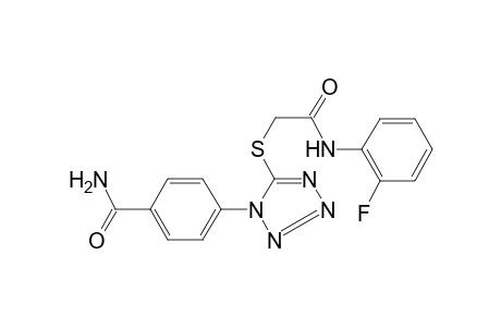 4-[5-[2-(2-fluoroanilino)-2-oxo-ethyl]sulfanyltetrazol-1-yl]benzamide