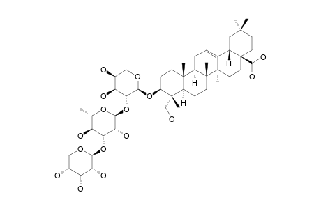 SAPONIN-CP(6);3-O-BETA-D-RIBOPYRANOSYL-(1->3)-ALPHA-L-RHAMNOPYRANOSYL-(1->2)-ALPHA-L-ARABINOPYRANOSYL-HEDERAGENIN