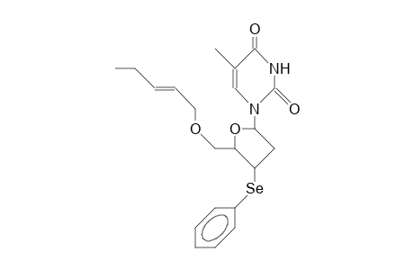 1-(5'-O-<2-Pentenyl>-2',3'-dideoxy-3'<R>-phenylseleno-B-D-glycero-pentofuranosyl)-thymine