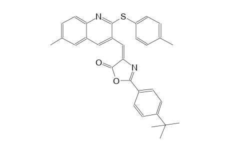 5(4H)-oxazolone, 2-[4-(1,1-dimethylethyl)phenyl]-4-[[6-methyl-2-[(4-methylphenyl)thio]-3-quinolinyl]methylene]-, (4E)-