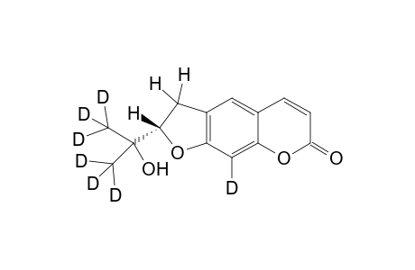 (+-)-[8,2",2",2",3",3",3''-2H7]Marmesin ((+-)-(2-(1-Hydroxy-1-2H3]methyl-[2,2,2-2H3]ethyl)-[9-2H]-2,3-dihydro-7H-furo[3,2-g]chromen-7-one)