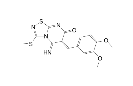 (6Z)-6-(3,4-dimethoxybenzylidene)-5-imino-3-(methylsulfanyl)-5,6-dihydro-7H-[1,2,4]thiadiazolo[4,5-a]pyrimidin-7-one