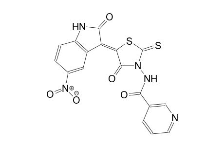 3-pyridinecarboxamide, N-[(5Z)-5-(1,2-dihydro-5-nitro-2-oxo-3H-indol-3-ylidene)-4-oxo-2-thioxothiazolidinyl]-