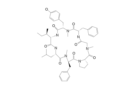 CORDYHEPTAPEPTIDE_A;CYCLO-(D-NMEPHE-L-LEU-L-ILE-L-NMETYR-L-PHE-NMEGLY-L-PRO)