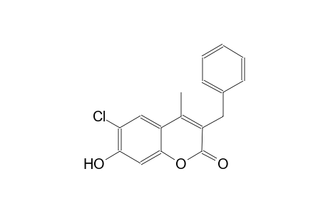 2H-1-benzopyran-2-one, 6-chloro-7-hydroxy-4-methyl-3-(phenylmethyl)-