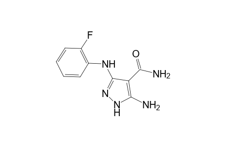 1H-Pyrazole-4-carboxylic acid, 5-amino-3-(2-fluorophenylamino)-, amide