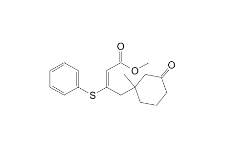 2-Butenoic acid, 4-(1-methyl-3-oxocyclohexyl)-3-(phenylthio)-, methyl ester, (E)-