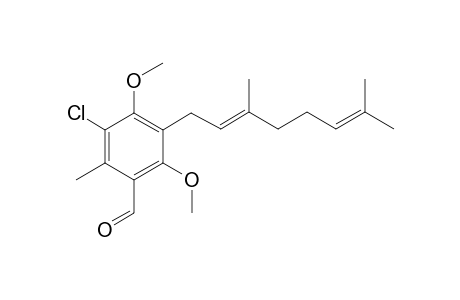 5-chloranyl-3-[(2E)-3,7-dimethylocta-2,6-dienyl]-2,4-dimethoxy-6-methyl-benzaldehyde