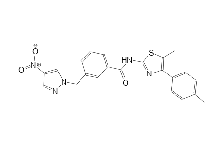 N-[5-methyl-4-(4-methylphenyl)-1,3-thiazol-2-yl]-3-[(4-nitro-1H-pyrazol-1-yl)methyl]benzamide