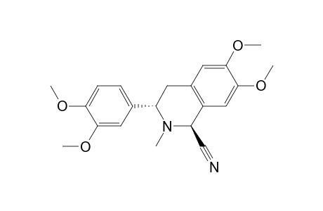 trans-1-Cyano-3-(3,4-dimethoxyphenyl)-6,7-dimethoxy-2-methyl-1,2,3,4-tetrahydroisoquinoline