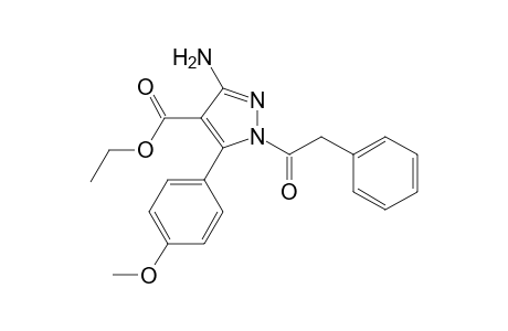 1H-Pyrazole-4-carboxylic acid, 3-amino-5-(4-methoxyphenyl)-1-(2-phenylacetyl)-, ethyl ester