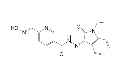N'-[(3Z)-1-ethyl-2-oxo-1,2-dihydro-3H-indol-3-ylidene]-6-[(E)-(hydroxyimino)methyl]nicotinohydrazide