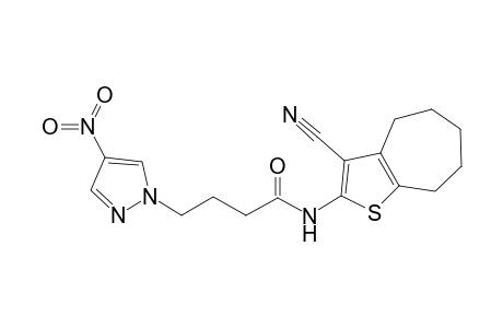 1H-Pyrazole-1-butanamide, N-(3-cyano-5,6,7,8-tetrahydro-4H-cyclohepta[b]thiophen-2-yl)-4-nitro-