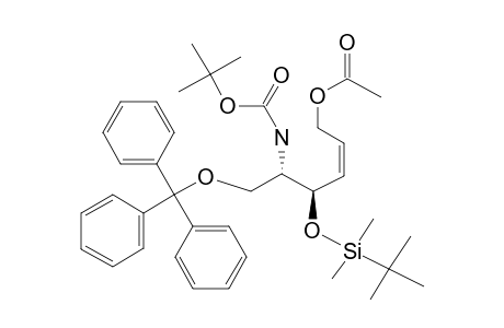 (-)-(4Z)-6-O-ACETYL-2-[(TERT.-BUTOXYCARBONYL)-AMINO]-3-O-[TERT.-BUTYL-(DIMETHYL)-SILYL]-2,4,5-TRIDEOXY-1-O-TRITYL-D-ERYTHRO-HEX-4-ENITOL