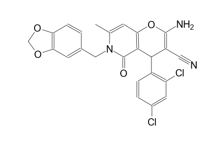 2-amino-6-(1,3-benzodioxol-5-ylmethyl)-4-(2,4-dichlorophenyl)-7-methyl-5-oxo-5,6-dihydro-4H-pyrano[3,2-c]pyridine-3-carbonitrile