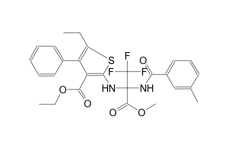 3-thiophenecarboxylic acid, 5-ethyl-4-phenyl-2-[[2,2,2-trifluoro-1-(methoxycarbonyl)-1-[(3-methylbenzoyl)amino]ethyl]amino]-, ethyl ester