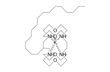 12-Hexadecyl-7,17,22,27-tetraoxa-1,4,10,14-tetraaza-tricyclo(12.5.5.5/4,10/)nonacosane potassium complex cation