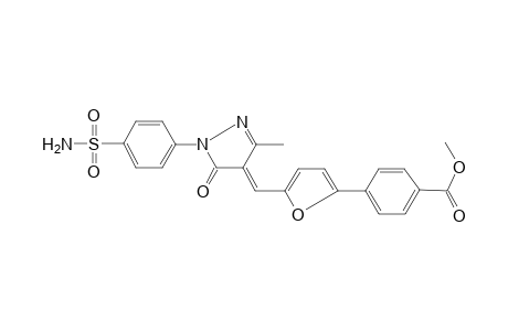 4-[5-[(E)-[3-methyl-5-oxo-1-(4-sulfamoylphenyl)-4-pyrazolylidene]methyl]-2-furanyl]benzoic acid methyl ester