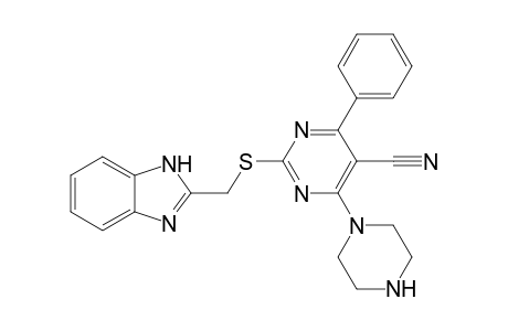 2-((1H-Benzo[d]imidazol-2-yl)methylthio)-4-phenyl-6-(piperazin-1-yl)pyrimidine-5-carbonitrile