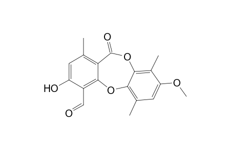 11H-Dibenzo[b,e][1,4]dioxepin-4-carboxaldehyde, 3-hydroxy-8-methoxy-1,6,9-trimethyl-11-oxo-