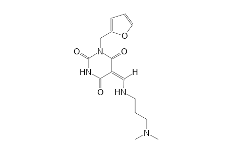 (5E)-5-({[3-(dimethylamino)propyl]amino}methylene)-1-(2-furylmethyl)-2,4,6(1H,3H,5H)-pyrimidinetrione